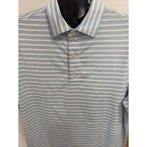 FOOTJOY Men's Size M Blue & White Stripe Short Sleeve‎ Golf Shirt EUC